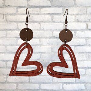 Valentine's Day Women's Wooden Heart Dangle Earrings